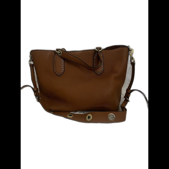 Michael Kors Brooklyn Large Pebbled Leather Satchel Tan